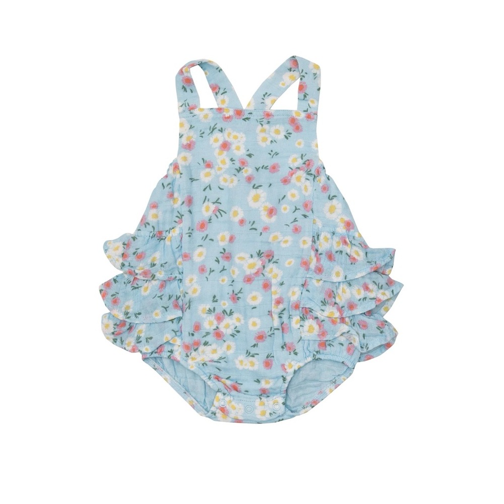 Angel Dear Blue Floral Baby Romper Sunsuit
